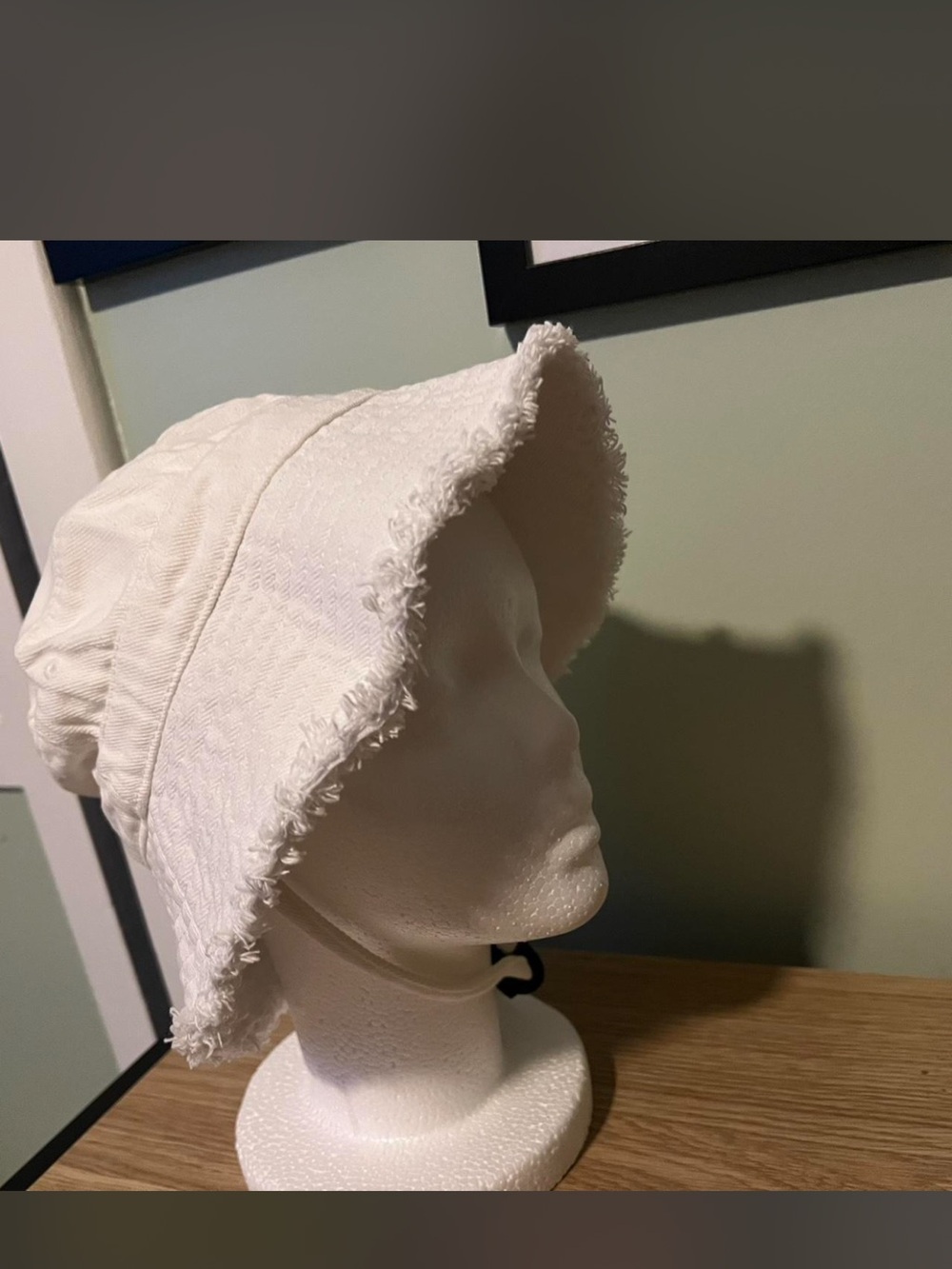 Urban outfitters White Frayed Edge Bucket Hat